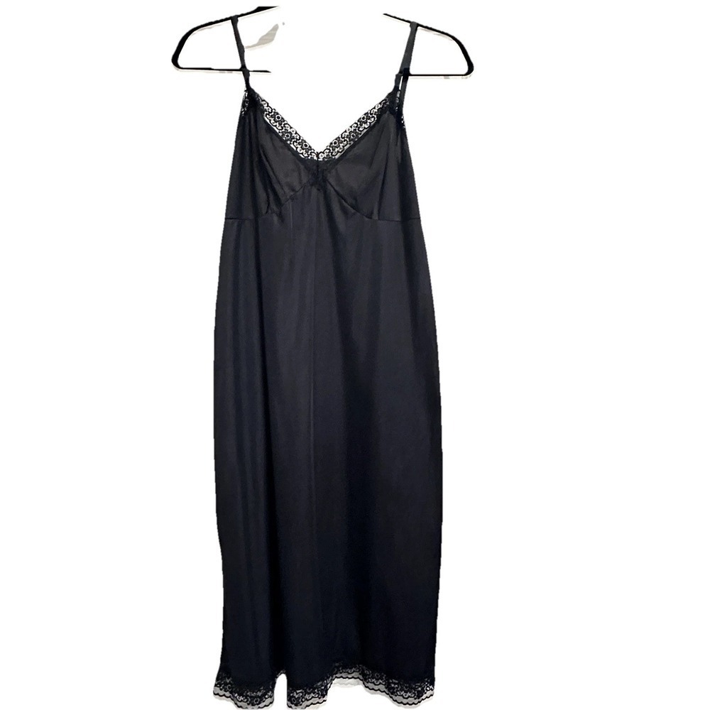 VANITY FAIR Womens Slip Dress Size 36 Vintage Lace Trim Midi Lingerie Minimalist